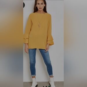 NWOT Charter Club Yellow Bell Sleeve Top